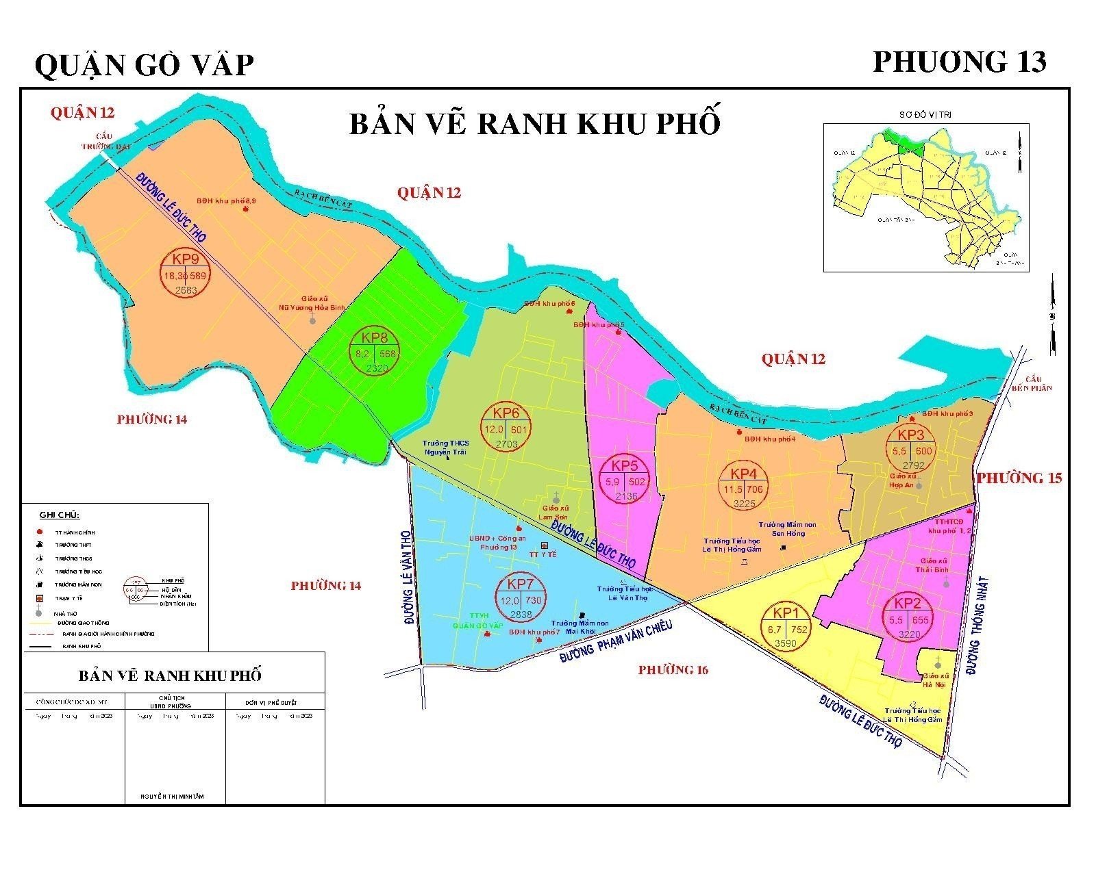 Thông báo về Bản đồ dự kiến sắp xếp lại Khu phố của Phường 13